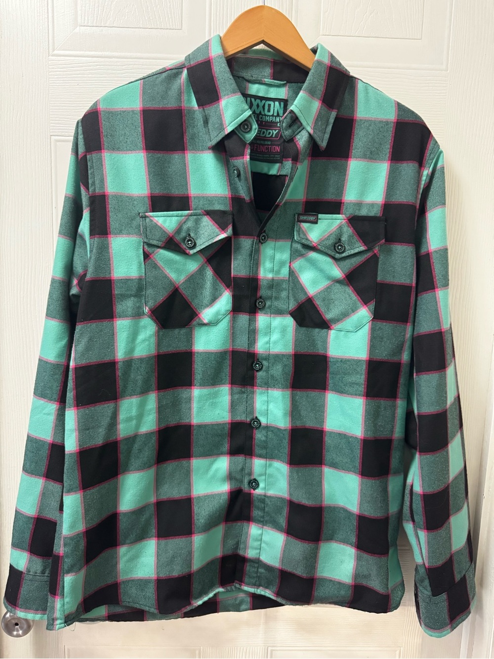 DIXXON Teal and Black Plaid Button-Down Shirt